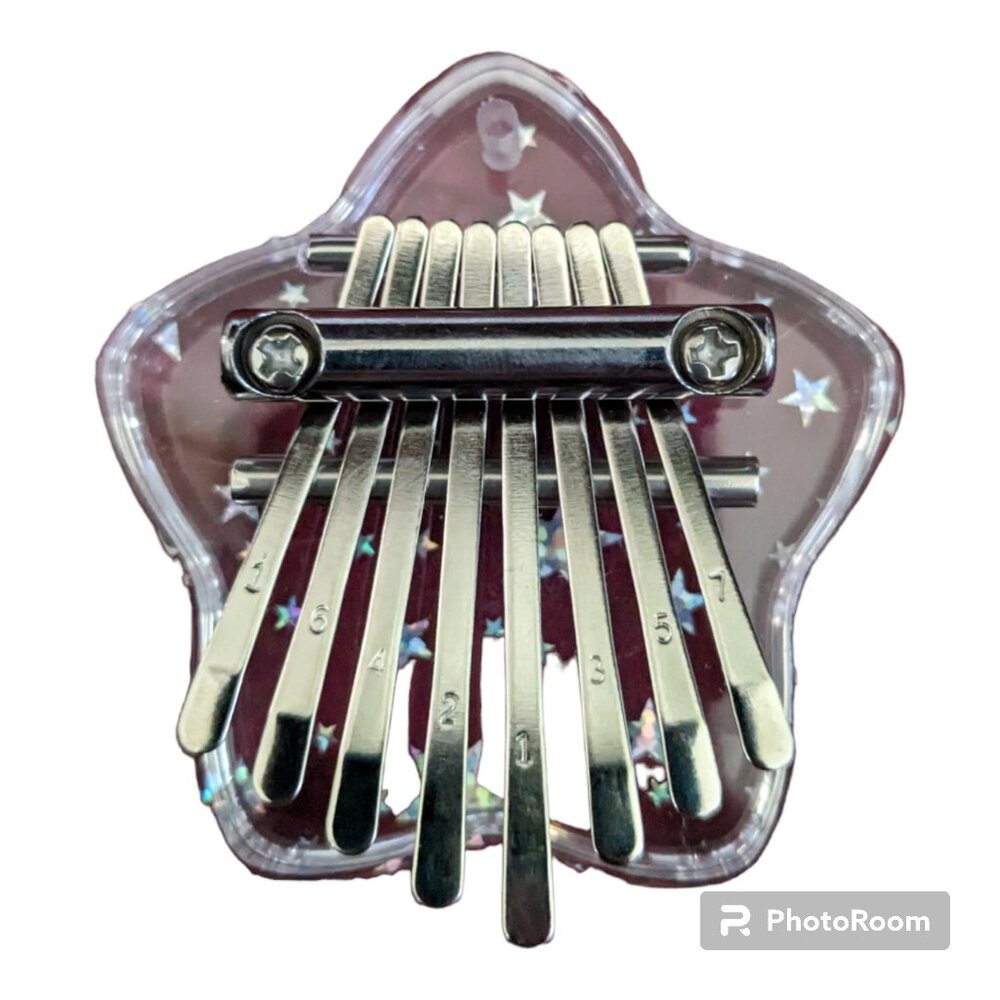 KALIMBA STAR SHAPED ACRYLIC 8-KEY MINI THUMB PIANO W/ LANYARD CHAIN - BRAND NEW